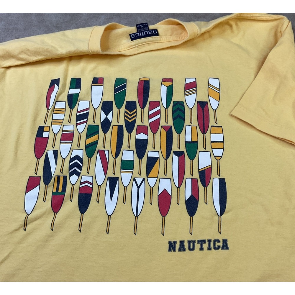 Vintage Nautica T-Shirt 90s Surf Summer Sports Competition Sailing Sea Men Sz‎ M
